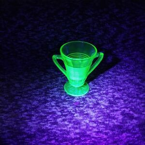 Anchor Hocking Block Optic Green Uranium Depression Glass Sugar Bowl